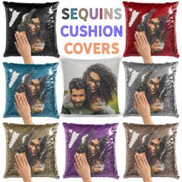 Personalised Pillow Custom Photo Sequins Cushion Cover Personalized Picture Magic Mermaid Reveal Sequence Logo - thumbnail 1