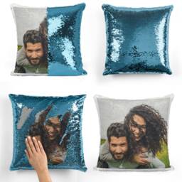 Personalised Pillow Custom Photo Sequins Cushion Cover Personalized Picture Magic Mermaid Reveal Sequence Logo - thumbnail 3