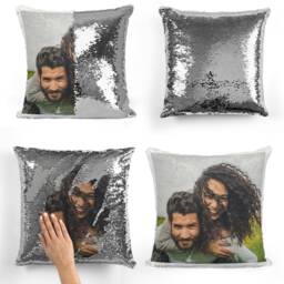 Personalised Pillow Custom Photo Sequins Cushion Cover Personalized Picture Magic Mermaid Reveal Sequence Logo - thumbnail 4