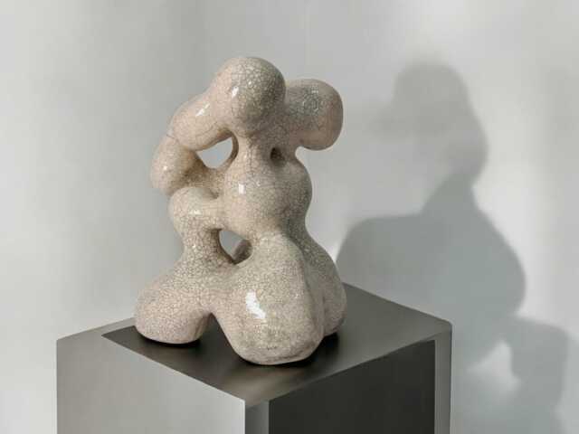 White Ceramic Abstract Sculpture Modern Minimalist Decor - image 1
