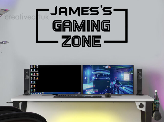 Personalised Gaming Zone Wall Sticker - Custom Gamer Name Decal Room Art Kids Bedroom Decor Vinyl Gzb - image 1