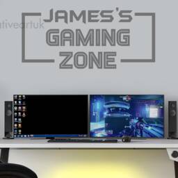 Personalised Gaming Zone Wall Sticker - Custom Gamer Name Decal Room Art Kids Bedroom Decor Vinyl Gzb - thumbnail 2