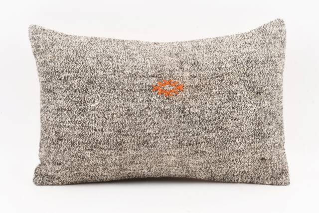 Handmade Turkish Kilim Lumbar Pillow Cover Wool Cushion - 16x24 - image 1