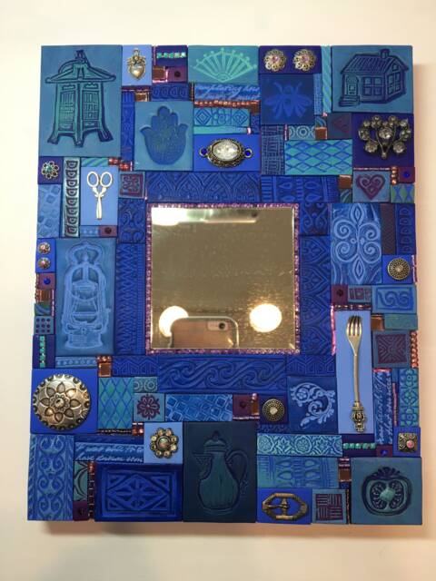 Blue-Lavender Mosaic Mirror Frame
