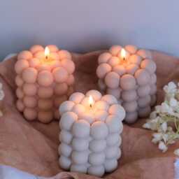 Bubble Candle Soy Wax - Handmade Romantic Valentine's Day Gift For Her Minimal Home Decor Mother's Pillar - thumbnail 2