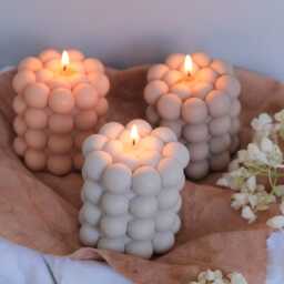 Bubble Candle Soy Wax - Handmade Romantic Valentine's Day Gift For Her Minimal Home Decor Mother's Pillar - thumbnail 3