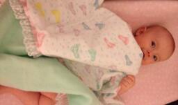 Double Sided Flannel Receiving Blankets With Trim, Burp Cloth & Bib To Match - thumbnail 1