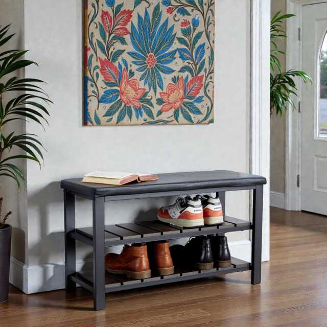 Shoe Storage Bench With Shelves, Modern Hallway Organisation - image 1