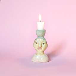 Ceramic Candle Holder Woman With Grey Hair - thumbnail 1