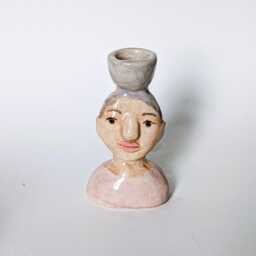 Ceramic Candle Holder Woman With Grey Hair - thumbnail 3