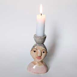 Ceramic Candle Holder Woman With Grey Hair - thumbnail 2