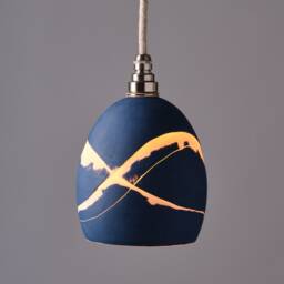 Ocean Blue Wave Porcelain Pendant & Wall Lamp - thumbnail 2