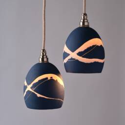 Ocean Blue Wave Porcelain Pendant & Wall Lamp