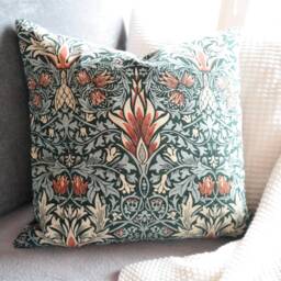 "Double Sided 18'' Snakesheadpillow Cover. Design William Morris, Linen Blend Fabric. For Cushion Size 45x45 cm - 18""x18" - thumbnail 3