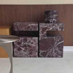 Rosso Levanto Stone Bedside Table With Storage Shelf - thumbnail 2