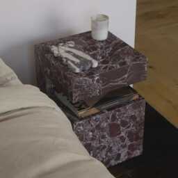 Rosso Levanto Stone Bedside Table With Storage Shelf - thumbnail 3