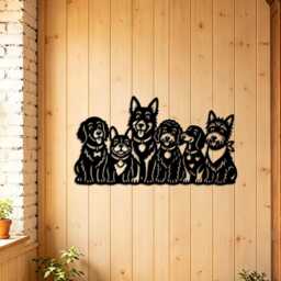 Multiple Dog Breeds Metal Wall Art, Group Dogs Silhouette Iron Sign, Lover Living Room Entryway Home Decor - thumbnail 4