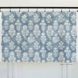 Elevate Your Windows With This Indigo Blue Drapery Features A Large-Scale Floral Watery Ground Cloth & Off-White Pattern - thumbnail 3
