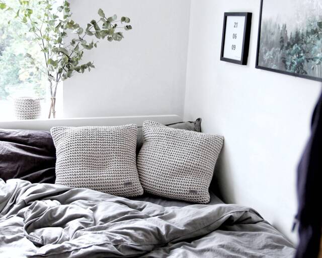 Chunky Knit Throw Pillow Eco-Friendly Cotton, Scandinavian Decor - image 1