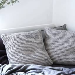 Chunky Knit Throw Pillow Eco-Friendly Cotton, Scandinavian Decor - thumbnail 2