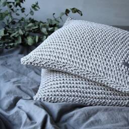 Chunky Knit Throw Pillow Eco-Friendly Cotton, Scandinavian Decor - thumbnail 3