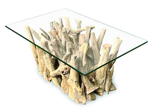 Driftwood Rectangle Coffee Table With 100x70cm Glass - image 1