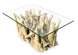 Driftwood Rectangle Coffee Table With 100x70cm Glass - thumbnail 1