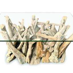 Driftwood Rectangle Coffee Table With 100x70cm Glass - thumbnail 2