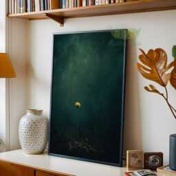 Moody Sunflower Wall Art, Dark Botanical Flower Print, Minimal Floral Painting, Academia Green Decor, Elegant Nature Poster - thumbnail 2