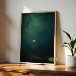 Moody Sunflower Wall Art, Dark Botanical Flower Print, Minimal Floral Painting, Academia Green Decor, Elegant Nature Poster - thumbnail 3