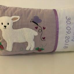 Personalized Pillow Lamb Butterfly Girl 40 X25 cm Purple Name Pillowbirth Giftgift For Baptism - thumbnail 2