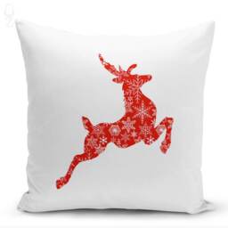 Christmas Throw Pillow Covers With Red Reindeers On White Background - Double Sided Printing The Chenille Different Sizes, Oeko-Tex?? - thumbnail 3