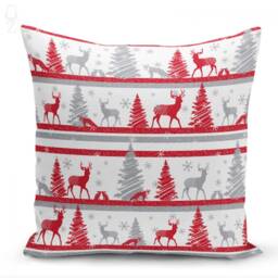 Christmas Throw Pillow Covers With Red Reindeers On White Background - Double Sided Printing The Chenille Different Sizes, Oeko-Tex?? - thumbnail 2