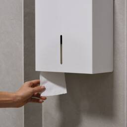 White Jumbo Toilet Paper Dispenser, Steel Modern Commercial Rolls Holder Lamarro - thumbnail 2