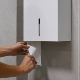 White Jumbo Toilet Paper Dispenser, Steel Modern Commercial Rolls Holder Lamarro - thumbnail 3