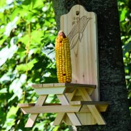 Squirrel Corn Feeder - Red Cedar Picnic Table Design Engraved Ear Of Gift For Nature Lovers