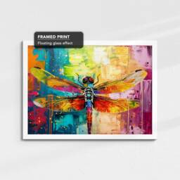 Dragonfly Rainbow Animal Pet Art Abstract Oil Painting Framed Poster Print & Canvas Wall Decor Bedroom Home Interior Gift - thumbnail 3