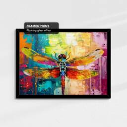 Dragonfly Rainbow Animal Pet Art Abstract Oil Painting Framed Poster Print & Canvas Wall Decor Bedroom Home Interior Gift - thumbnail 2