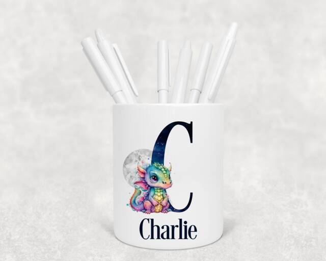 Personalised Rainbow Dragon Alphabet Pencil Pot, Ideal Gift, Birthday - image 1