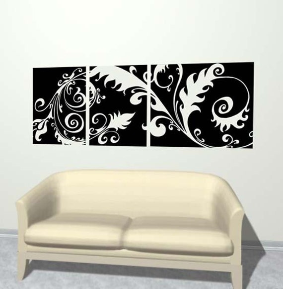 Three Large Vinyl Panel Set Wall Decal Stickers - image 1