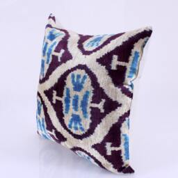 ??kat Velvet Pillow, Bohemian Pillow, Lumbar Pillow, Designed Cushions, Couch Cushions, Gift Her, Decorative Pillow16, Etsy Online Gift, Blue Pillow - thumbnail 2