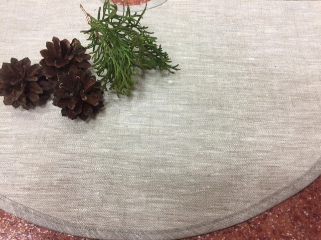 Handmade Linen Christmas Tree Skirt Rustic Burlap Decor - image 1