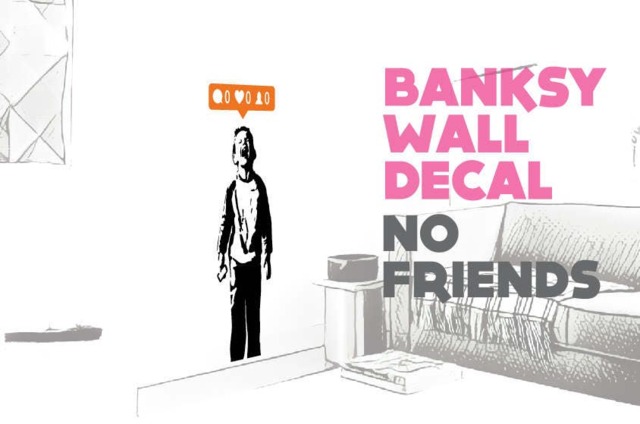 No Friends Banksy Wall Decal Sticker. Choose Your Size - image 1