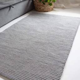 Hand Knitted Chunky Cotton Rug Nordic Style Grey Carpet - thumbnail 2