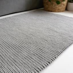 Hand Knitted Chunky Cotton Rug Nordic Style Grey Carpet - thumbnail 3
