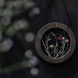 Round Wall Decor Set - Botanical Art Framed Pressed Flower Frame Pressed Framed Above Bed - thumbnail 3