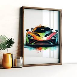 Multicoloured Car Bedroom Decor Set - Of 3 Posters - Watercolour Painting Boys Room Print Gifts Sports Wall Art - thumbnail 3