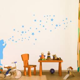 Wall Decal Star Bubble Girl D-I-Y, Sticker Stars, Soap Bubbles, Starry Sky, Street Art Style Sticker, Urban Interior, Home & Kids Decor - thumbnail 4