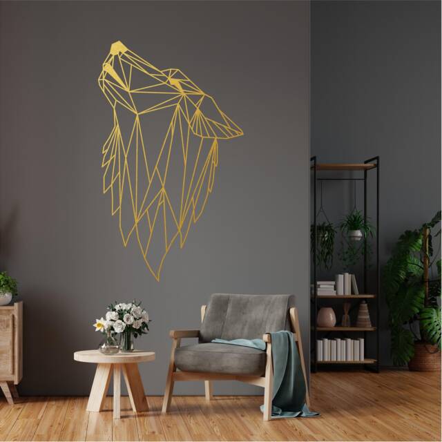Geometric Howling Wolf Wall Art, Minimalist, Modern, Abstract, Decal, Mural, Transfer, Boho -G060 , 5 Sizes, 36 Colour Options - image 1
