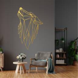 Geometric Howling Wolf Wall Art, Minimalist, Modern, Abstract, Decal, Mural, Transfer, Boho -G060 , 5 Sizes, 36 Colour Options - thumbnail 1
